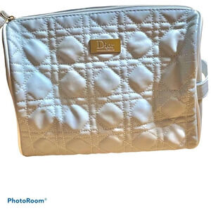 Dior Large  quilted grey cosmetics bag